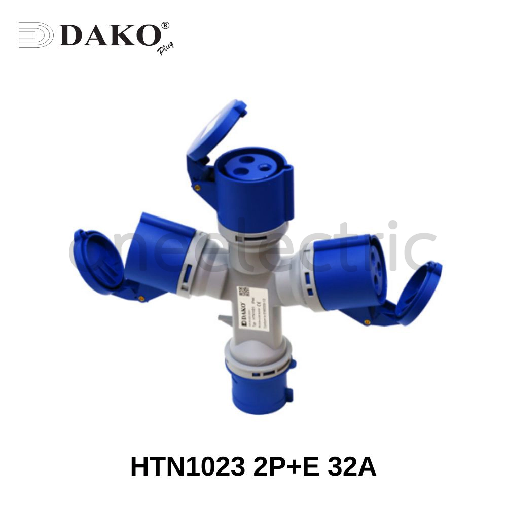 DAKO HTN1023 ปลั๊กเพาเวอร์ 3ทาง 3ขา 2P+E 32A สีน้ำเงิน (Socket ตัวผู้ 1 | Socket ตัวเมีย 3)